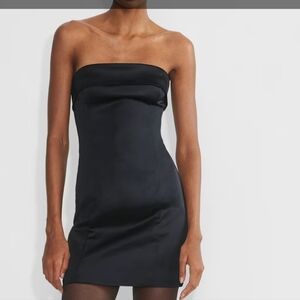 Aritzia Green strapless satin mini dress